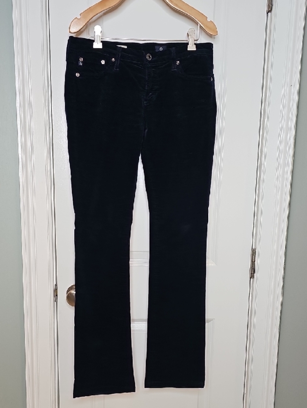 AG Adriano Goldschmied Navy Blue Corduroy The Ballad Slim Boot Jeans - Size 28 - Picture 5 of 10